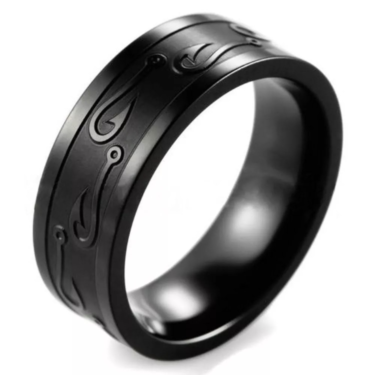 Black Fish Hook Ring